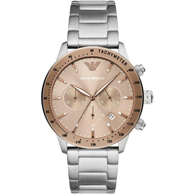 Emporio Armani Bronze and Silver Steel Chronograph Watch
