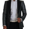 Dolce & Gabbana Black Silver Jacquard Slim Fit Jacket Blazer