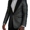 Dolce & Gabbana Black Silver Jacquard Slim Fit Jacket Blazer