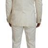 Dolce & Gabbana Off White Gold Striped Tuxedo Slim Fit Suit