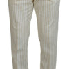 Dolce & Gabbana Off White Gold Striped Tuxedo Slim Fit Suit