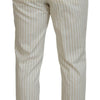 Dolce & Gabbana Off White Gold Striped Tuxedo Slim Fit Suit