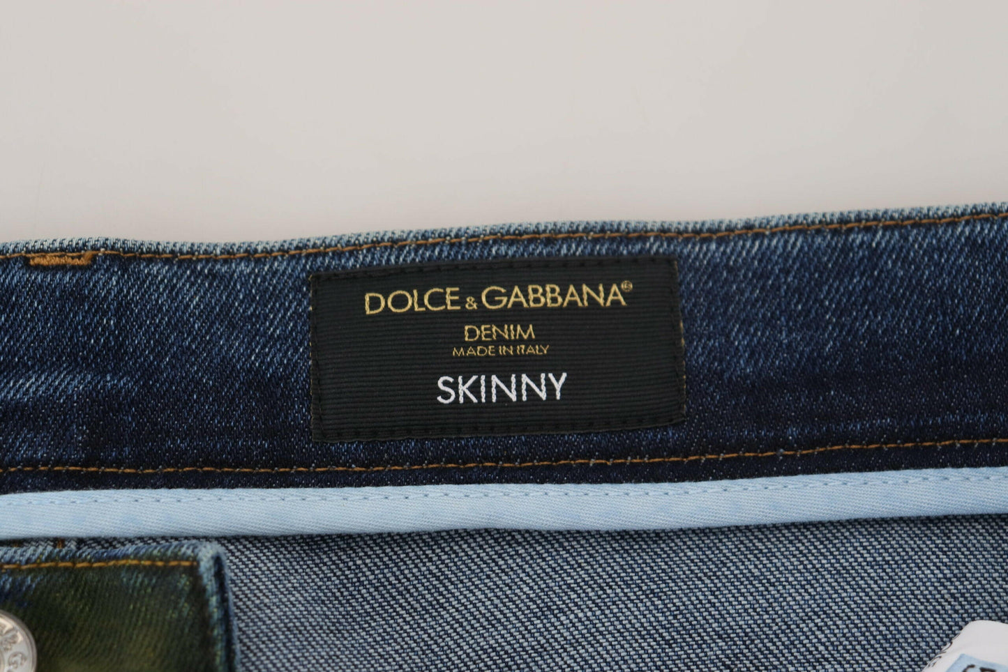 Dolce &amp; Gabbana Blaugrüne Skinny-Jeans aus Baumwolldenim