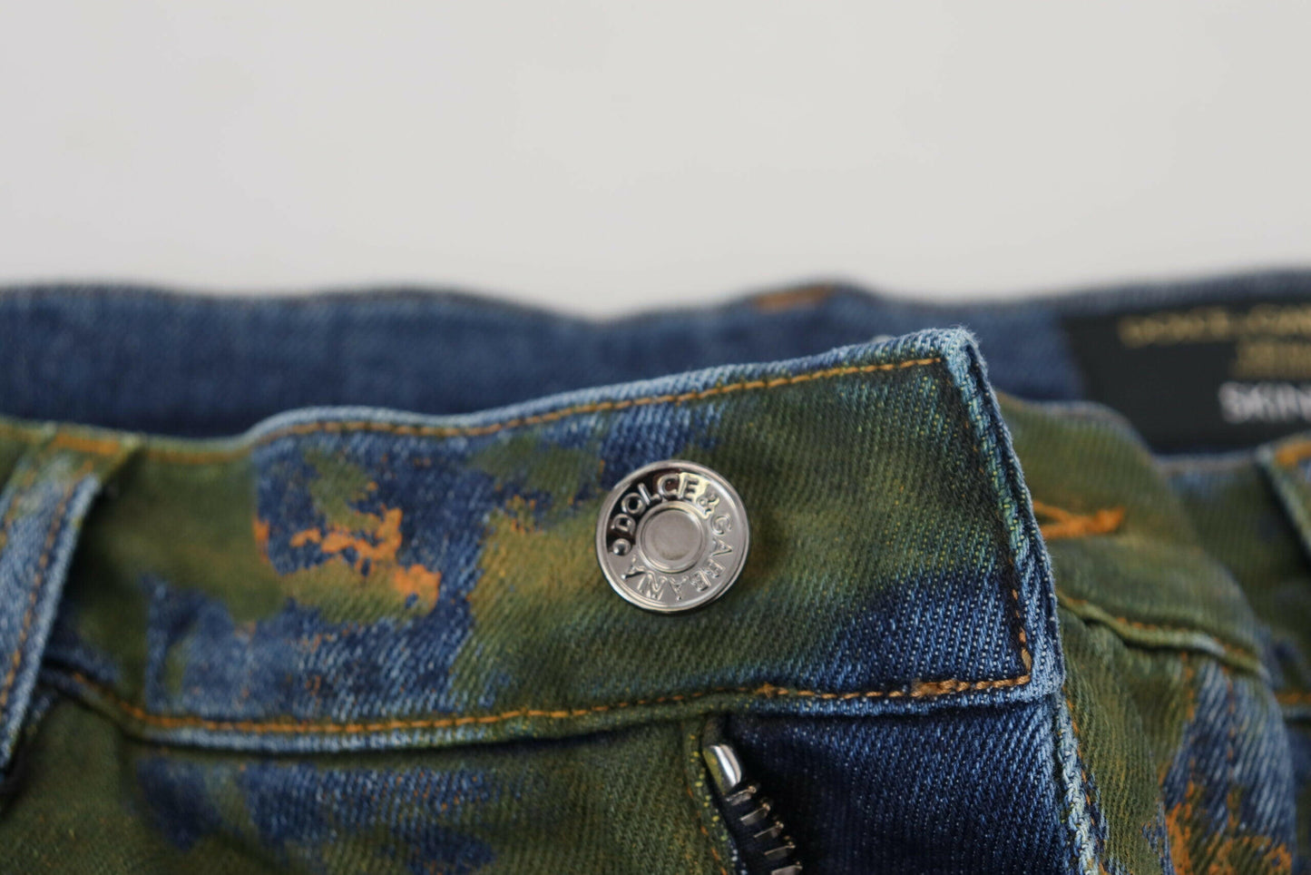 Dolce &amp; Gabbana Blaugrüne Skinny-Jeans aus Baumwolldenim