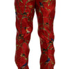 Dolce & Gabbana Red Silk Bird Print Dress Pants
