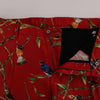 Dolce & Gabbana Red Silk Bird Print Dress Pants