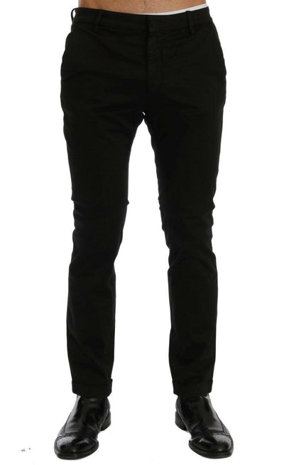 Costume National Black Slim Fit Cotton Stretch Pants