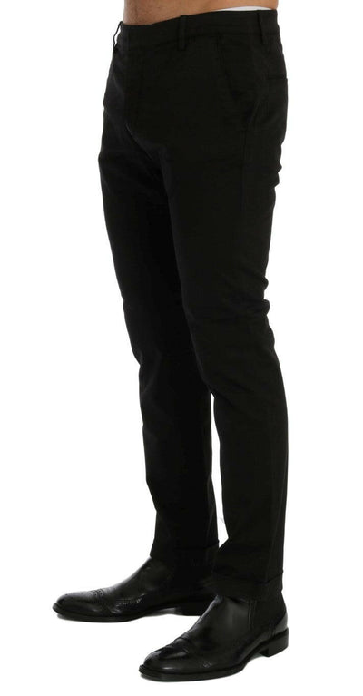 Costume National Black Slim Fit Cotton Stretch Pants