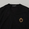 Dolce & Gabbana Gray Cashmere V-neck Gold Heart Sweater