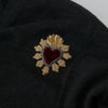 Dolce & Gabbana Gray Cashmere V-neck Gold Heart Sweater