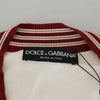 Dolce &amp; Gabbana Weiß-Roter Strickpullover mit V-Ausschnitt