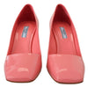 Prada Pink Patent Leather Block Heels Pumps Classic
