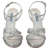 Prada Silver Leather Sandals Ankle Strap Heels Stiletto