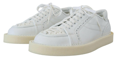 Dolce &amp; Gabbana Weiße Leder Low Top Oxford Sneakers Freizeitschuhe