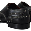 Dolce & Gabbana Black Leather Derby Dress Studded Shoes