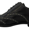 Dolce & Gabbana Black Leather Derby Dress Studded Shoes