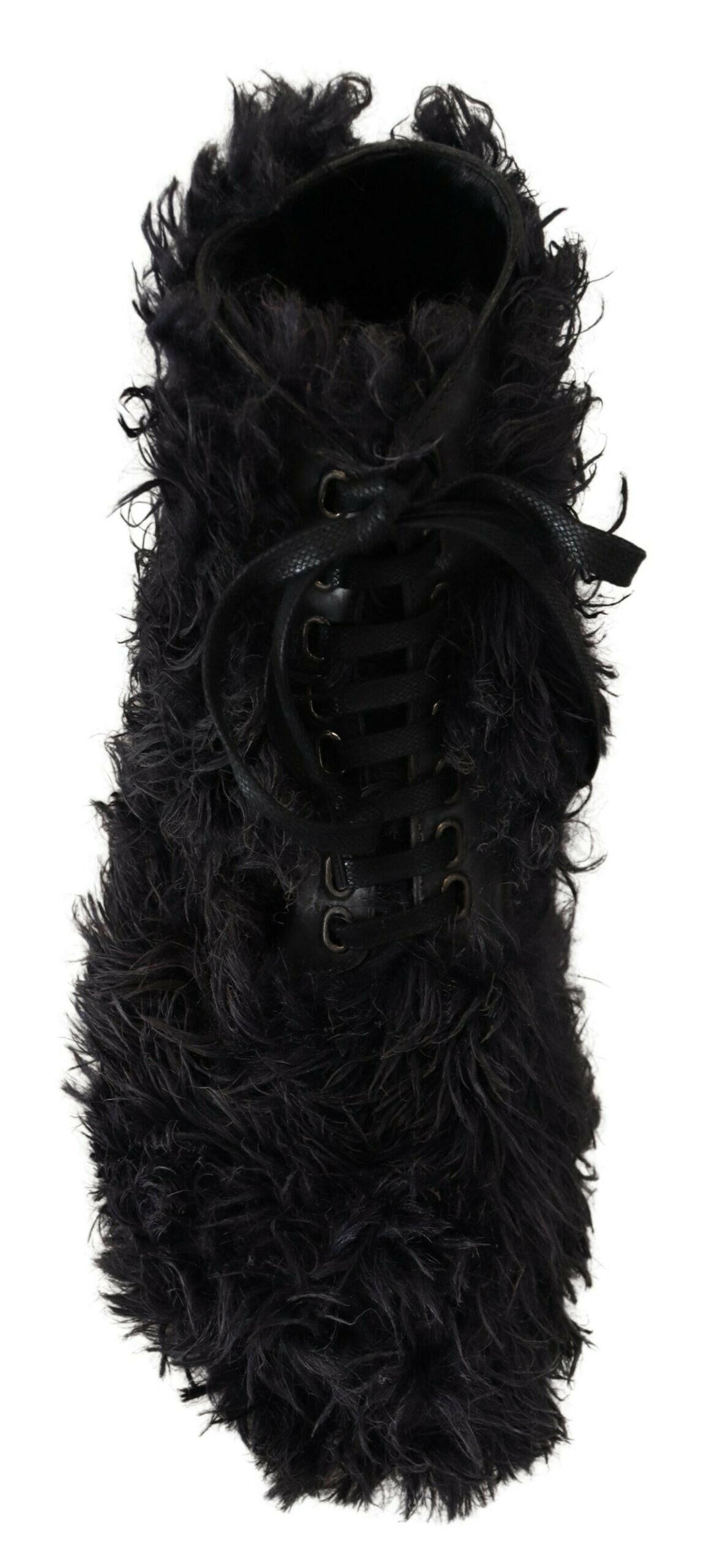 Bottines en peau lainée noire Dolce &amp; Gabbana