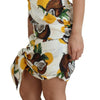 Dolce & Gabbana White Coconut Print Sheath Mini Silk Dress