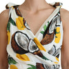 Dolce & Gabbana White Coconut Print Sheath Mini Silk Dress