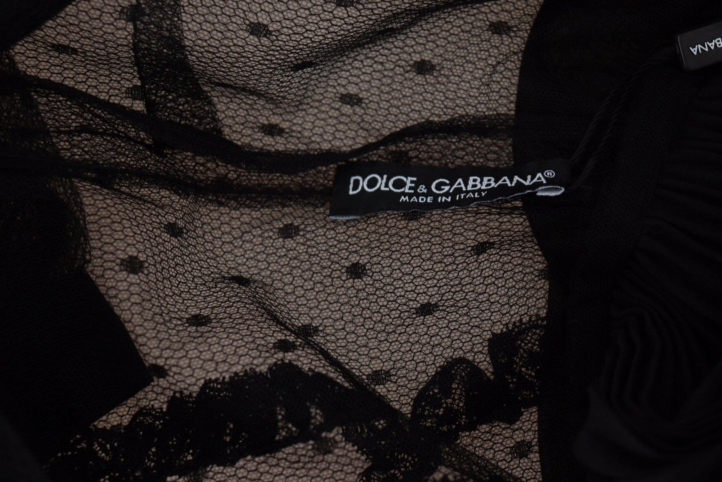 Dolce &amp; Gabbana – Schwarzes A-Linien-Minikleid aus Nylon mit Spitzenbesatz