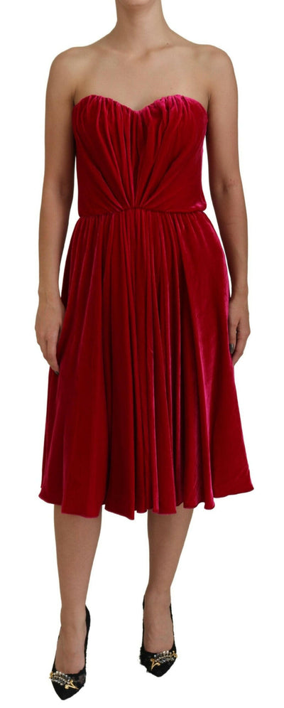 Dolce &amp; Gabbana – Trägerloses A-Linien-Kleid aus Viskose-Stretch in Rosa