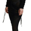 Dolce & Gabbana Black Viscose Bodycon Sheath Midi Dress