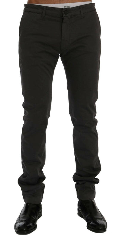 GF Ferre Gray Cotton Stretch Chinos Pants