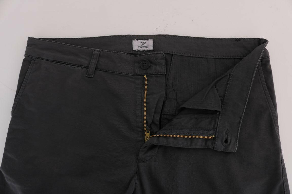 GF Ferre Gray Cotton Stretch Chinos Pants