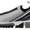 Dolce & Gabbana Silver Rhinestones Sorrento Sneakers Shoes
