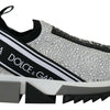 Dolce & Gabbana Silver Rhinestones Sorrento Sneakers Shoes