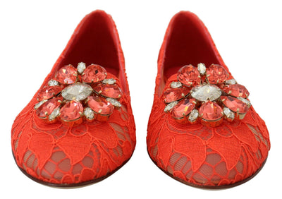 Dolce &amp; Gabbana Élégantes ballerines Vally en dentelle rouge corail