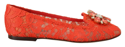 Dolce &amp; Gabbana Élégantes ballerines Vally en dentelle rouge corail