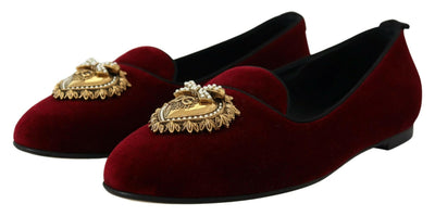 Mocassins Dolce &amp; Gabbana en velours bordeaux Devotion