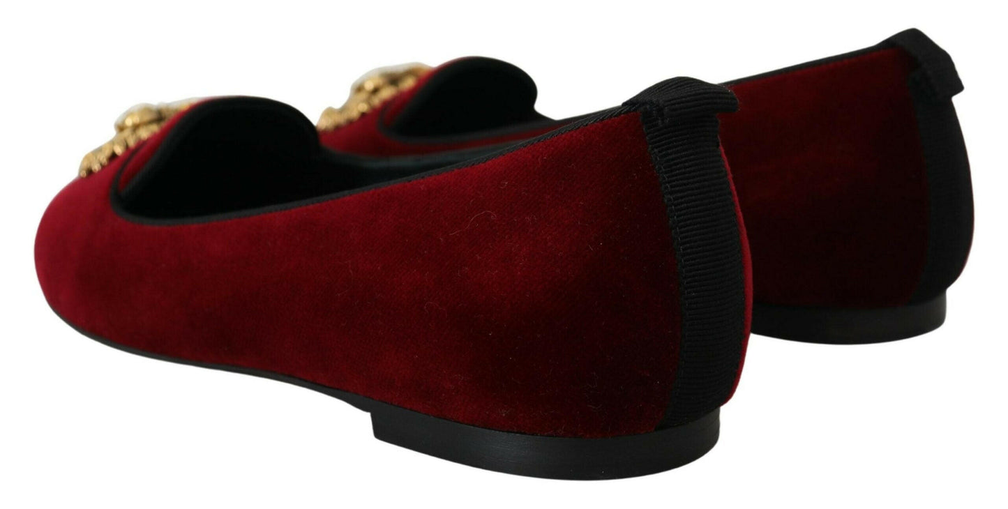 Mocassins Dolce &amp; Gabbana en velours bordeaux Devotion