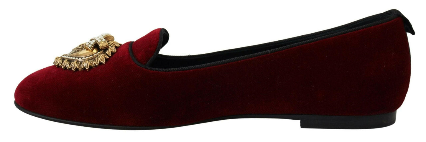 Mocassins Dolce &amp; Gabbana en velours bordeaux Devotion