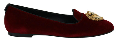Mocassins Dolce &amp; Gabbana en velours bordeaux Devotion