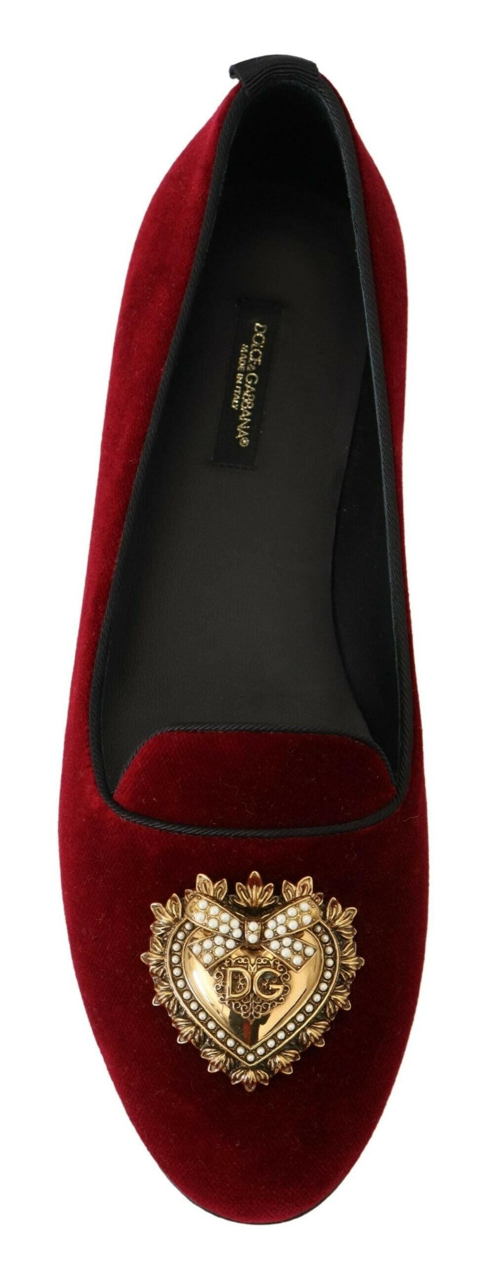 Mocassins Dolce &amp; Gabbana en velours bordeaux Devotion