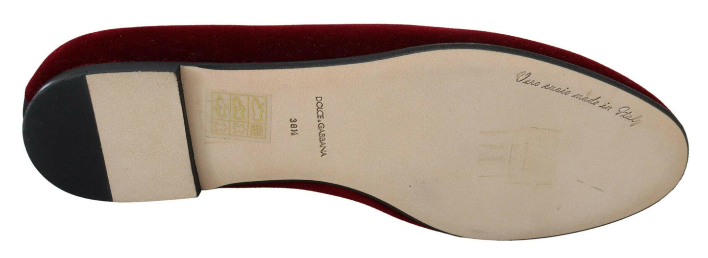 Mocassins Dolce &amp; Gabbana en velours bordeaux Devotion