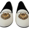 Mocassins élégants en velours blanc Dolce &amp; Gabbana avec détail cœur doré