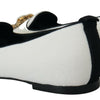 Mocassins élégants en velours blanc Dolce &amp; Gabbana avec détail cœur doré