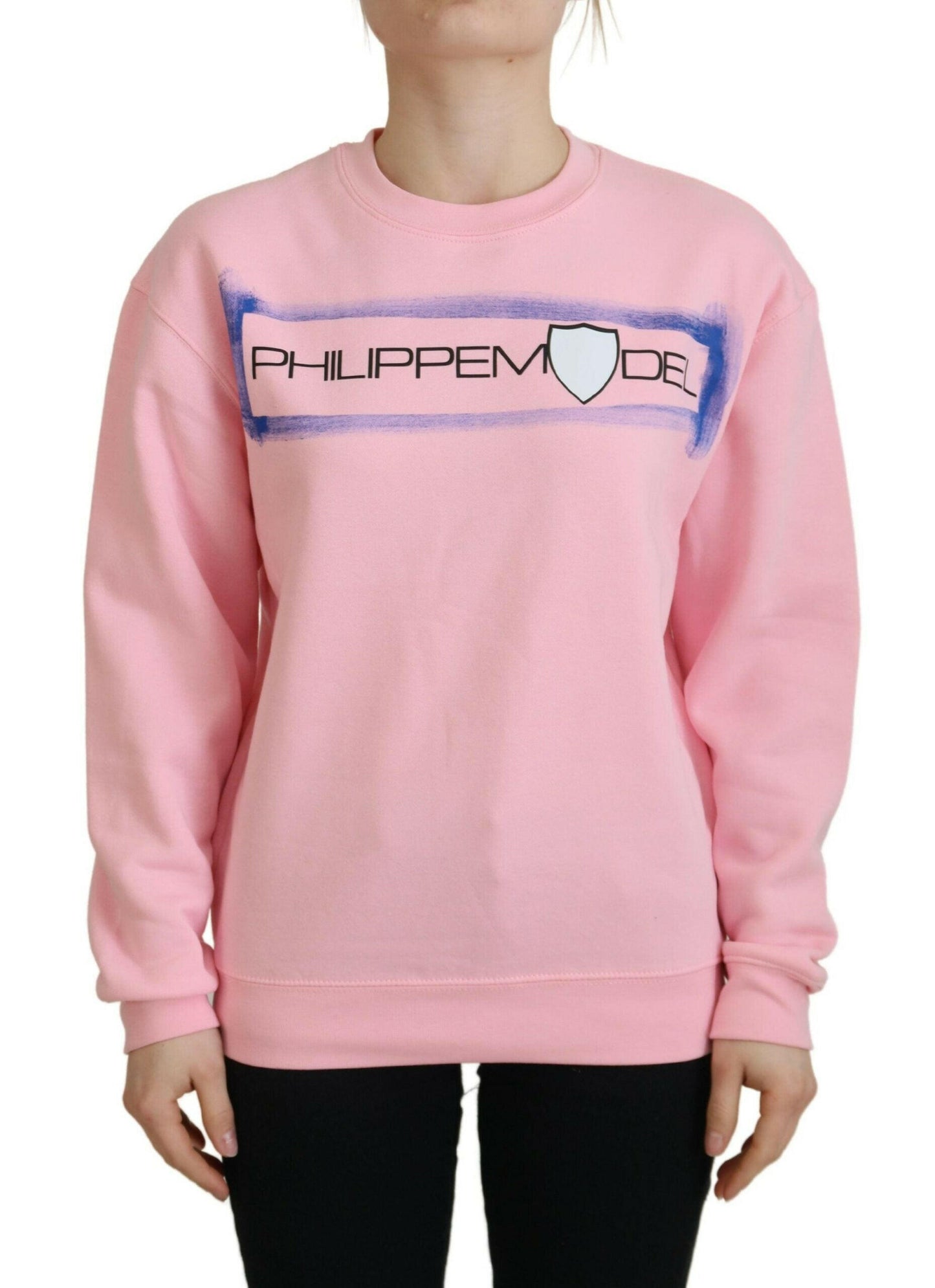 Philippe Model – Rosa bedruckter Pullover mit langen Ärmeln