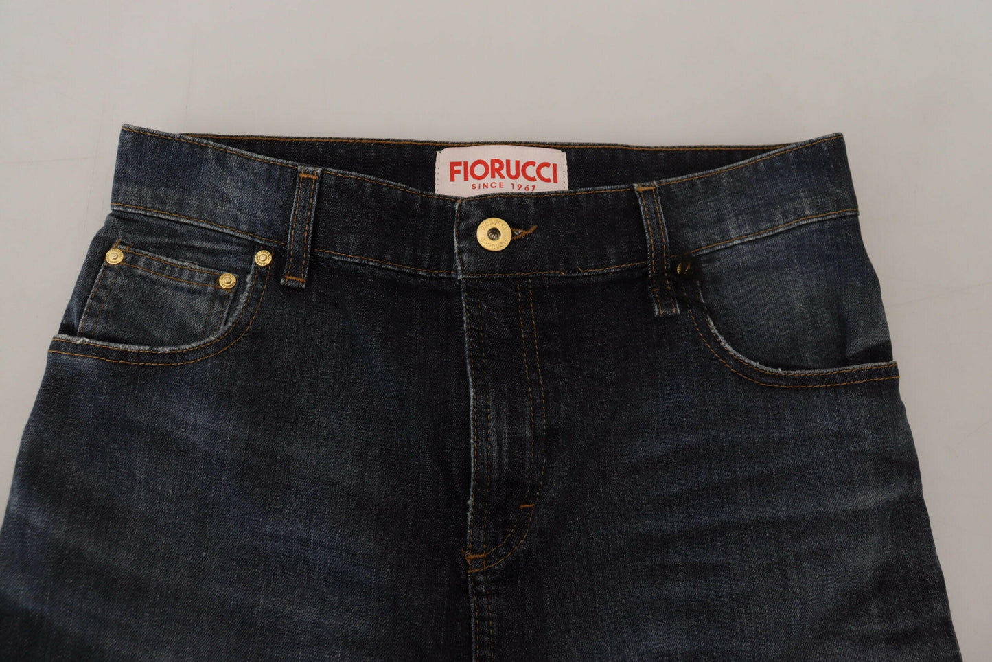 Fiorucci – Dunkelblauer, verwaschener Jeansrock mit Bleistiftschnitt und mittlerer Taille