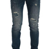 Frankie Morello Blue Wash Torn Dunfermile Slim Fit Jeans