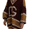 Dolce & Gabbana Multicolor Lace V-neck Pullover Sweater