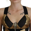 Dolce &amp; Gabbana – Ärmelloses, kurzes Bustier-Top in Schwarz und Gold