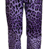 Dolce & Gabbana Purple Leopard Print High Waist Pants