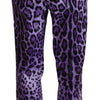 Dolce & Gabbana Purple Leopard Print High Waist Pants