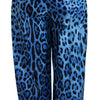 Dolce &amp; Gabbana – Blaue Hose mit hohem Bund und Leopardenmuster