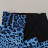 Dolce &amp; Gabbana – Blaue Hose mit hohem Bund und Leopardenmuster