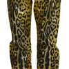 Dolce & Gabbana Yellow Leopard Cotton Straight Denim Jeans